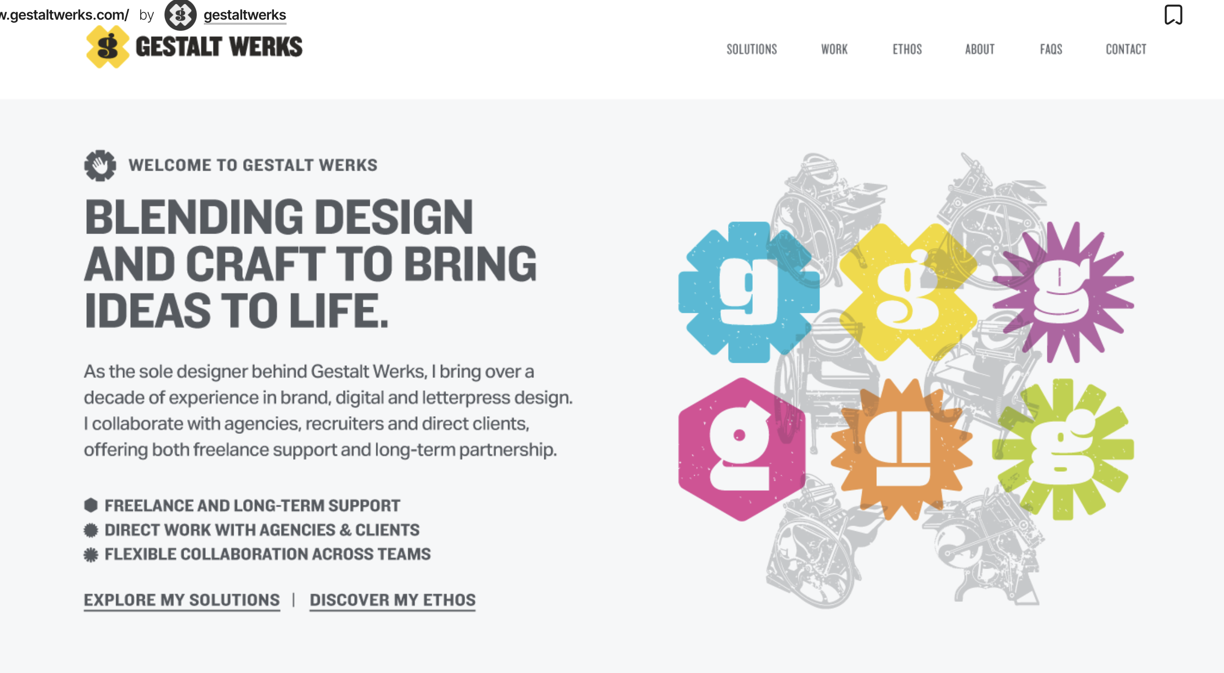 screenshot of Gestalt Werks blends website
